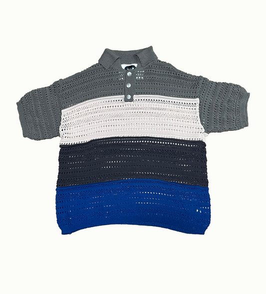 Color Block Mesh Knit Shirt