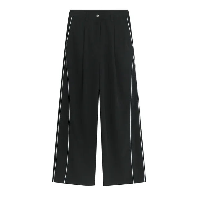 Wide Leg Dress Pants w/ White Piping