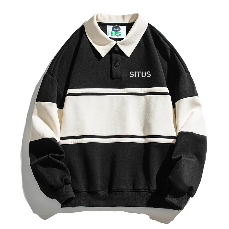 Striped Rugby Polo Sweatshirt