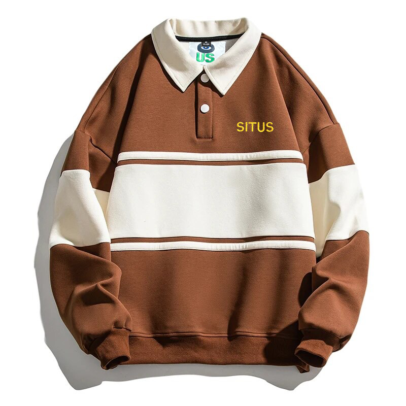 Striped Rugby Polo Sweatshirt