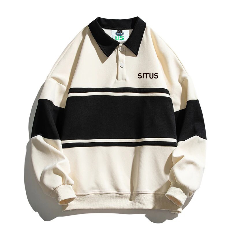 Striped Rugby Polo Sweatshirt